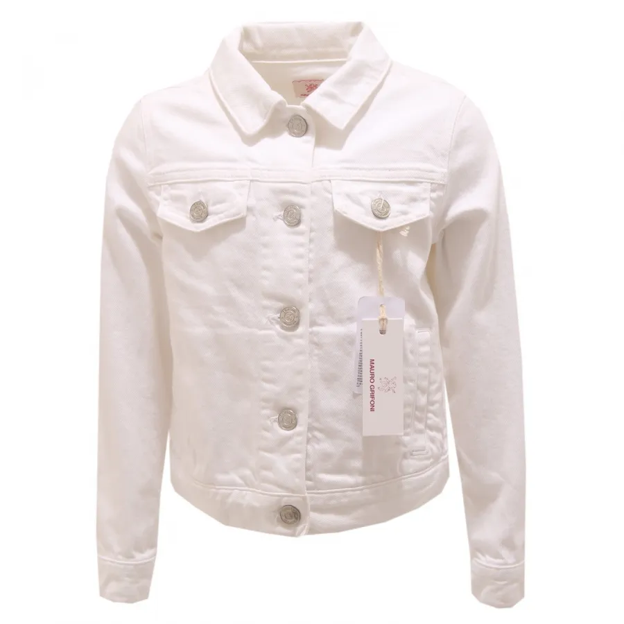 0850T giubbotto girl bimba MAURO GRIFONI cotton white jacket