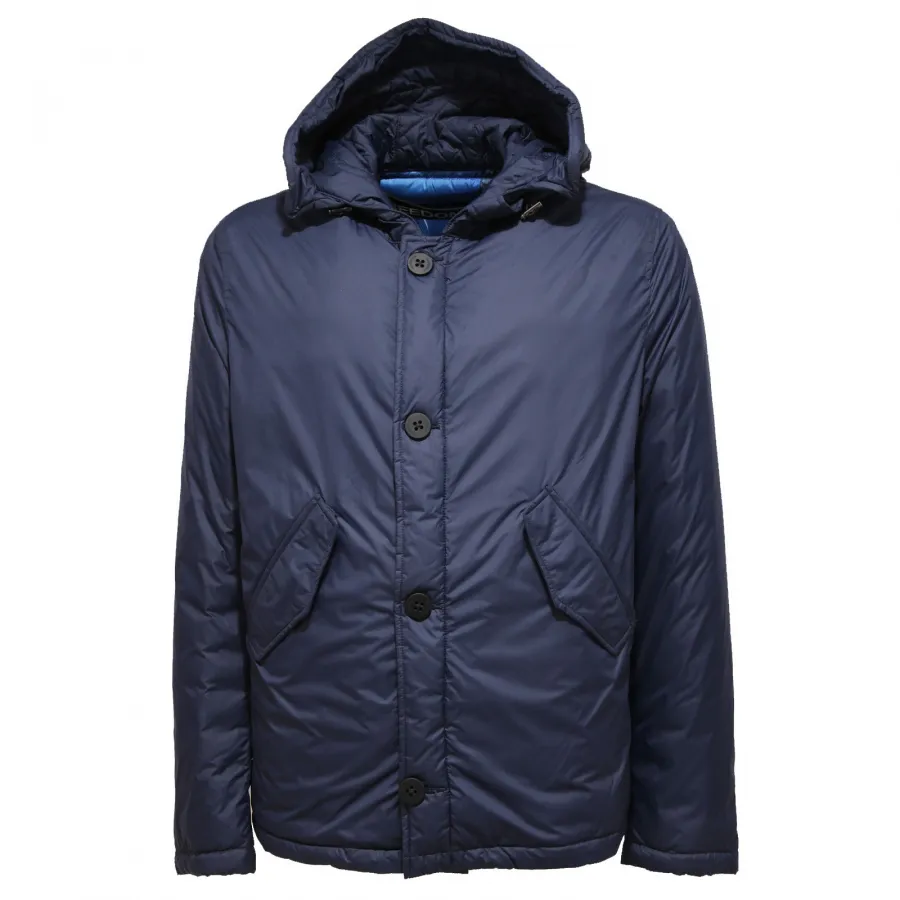 6545U giubbotto uomo blu FREEDOMDAY BAKER cappuccio real down jacket man