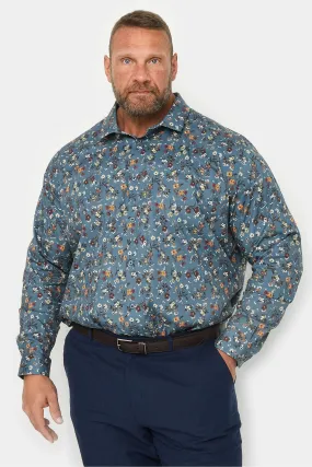 BadRhino Big & Tall Camicia Formale A Maniche Lunghe A Fiori 100% Cotone    