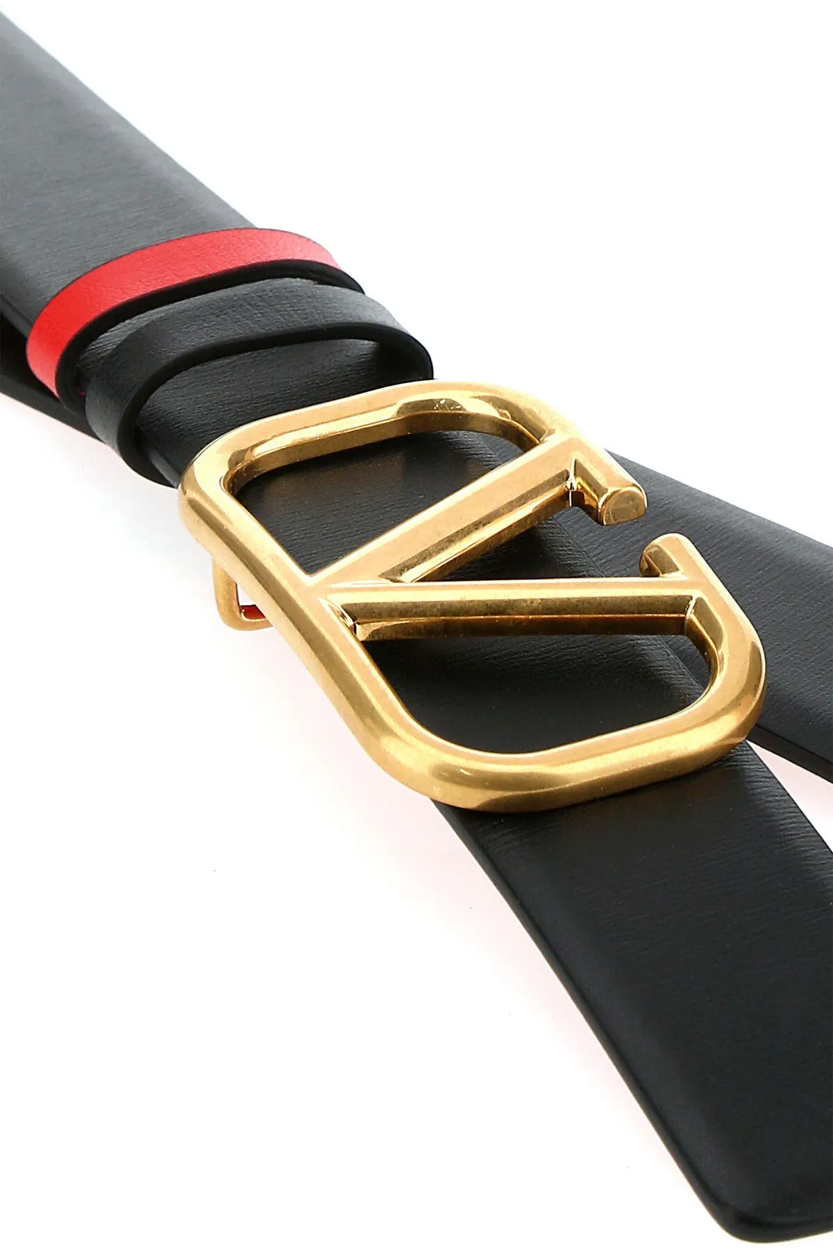 Black leather VLogo Signature reversible belt      