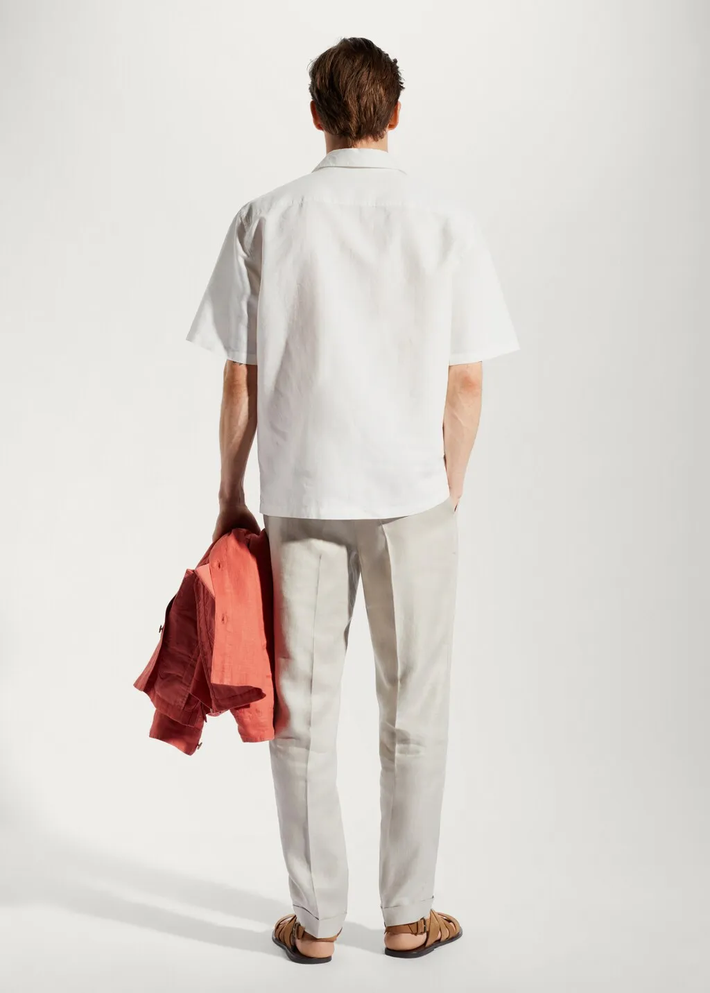 Camicia cotone-lino collo bowling