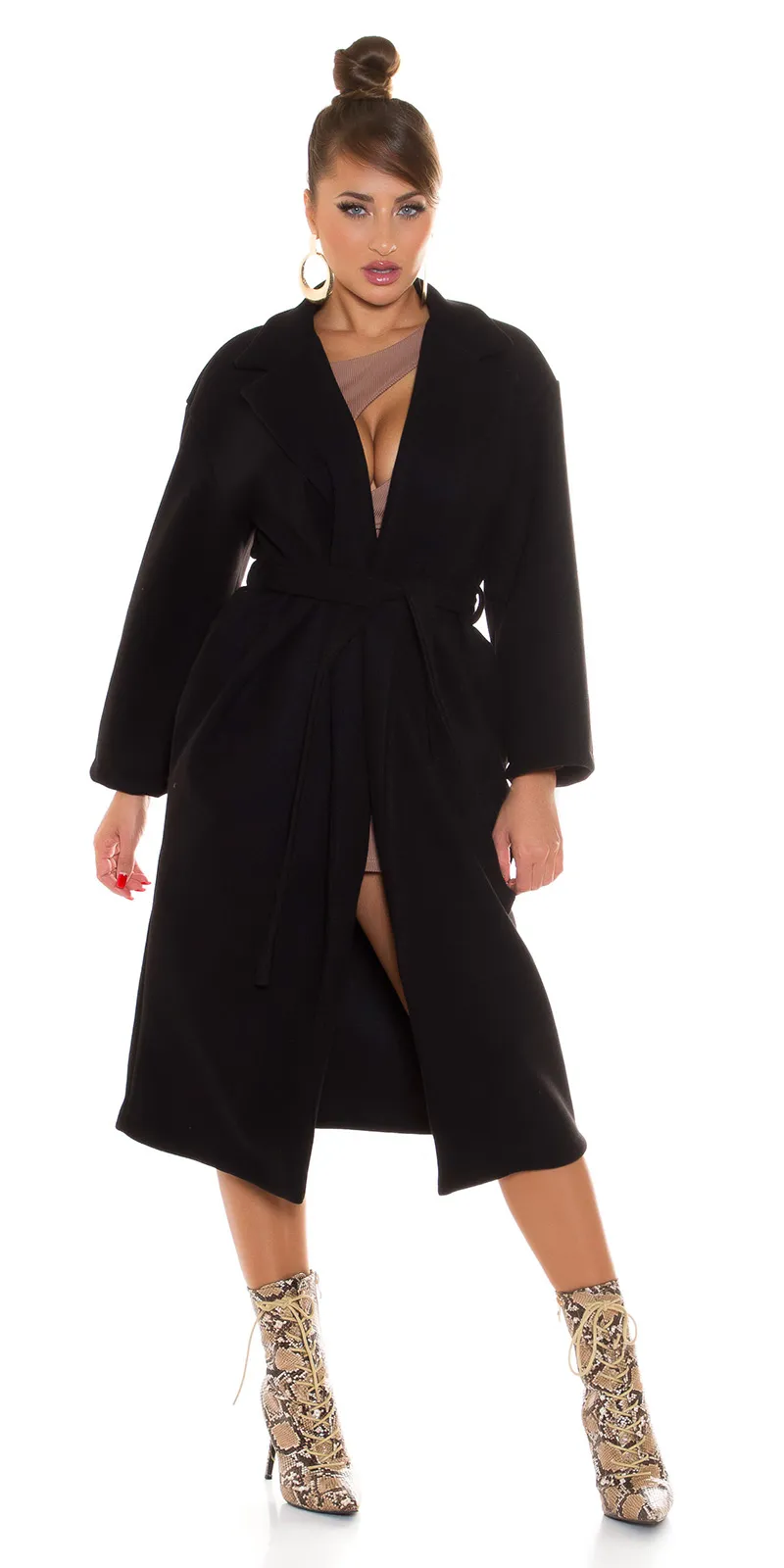 Cappotto lungo GIU051 nero
