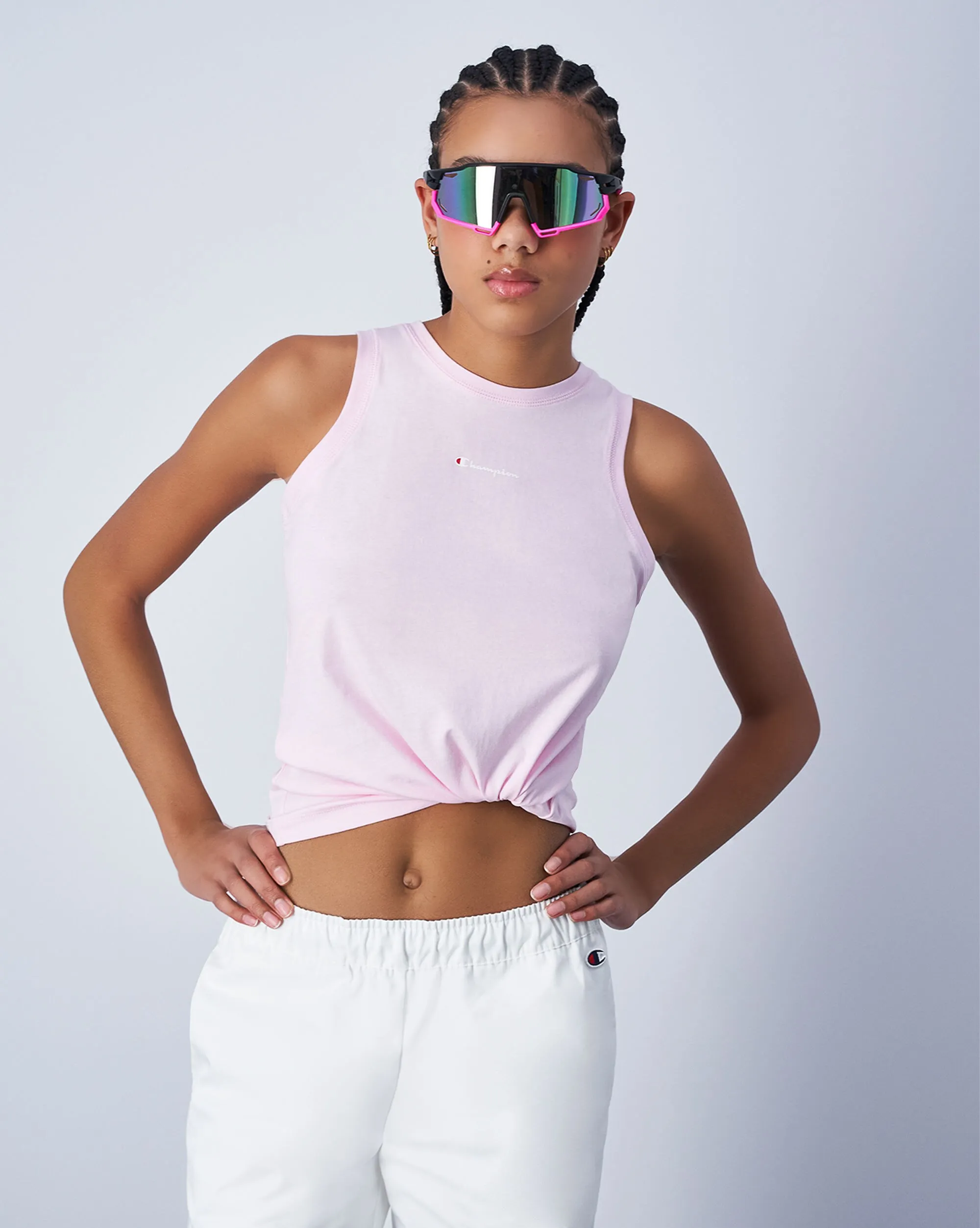 Champion Canotta Icons in Jersey con Script Logo Rosa Donna
