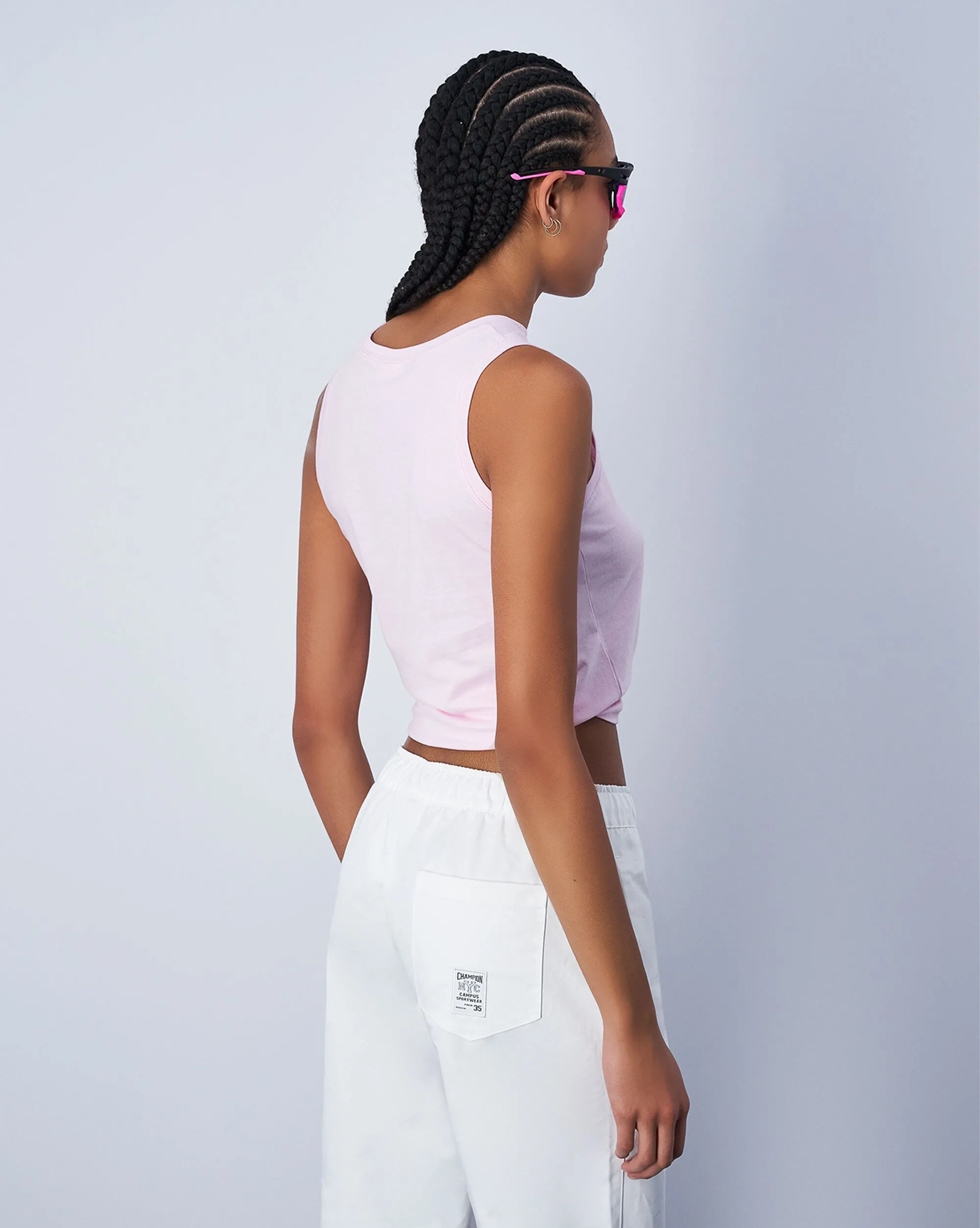 Champion Canotta Icons in Jersey con Script Logo Rosa Donna
