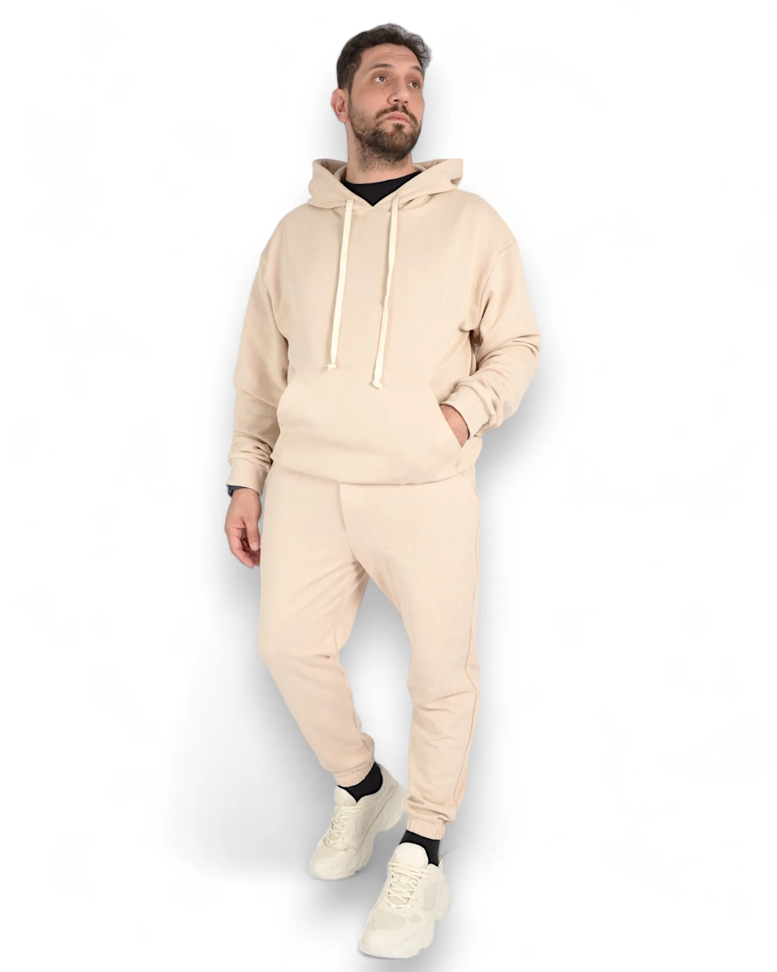 Coordinato Jogger con Cappuccio beige