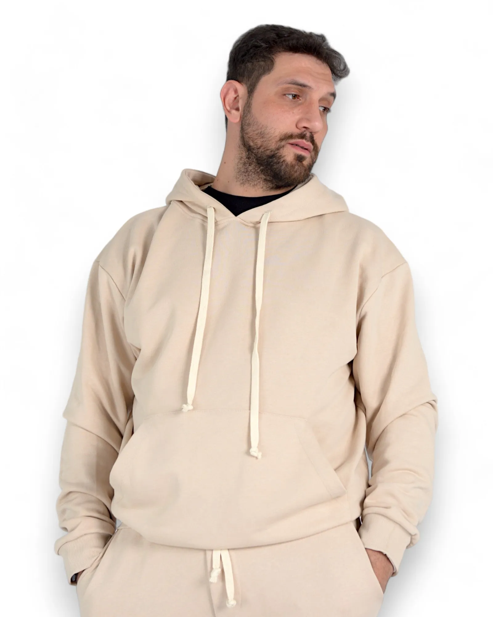 Coordinato Jogger con Cappuccio beige