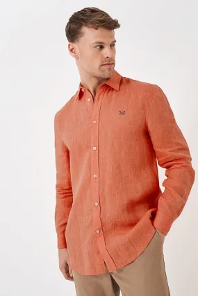 Crew Clothing Camicia a maniche lunghe classica in lino tinta unita 100% cotone    