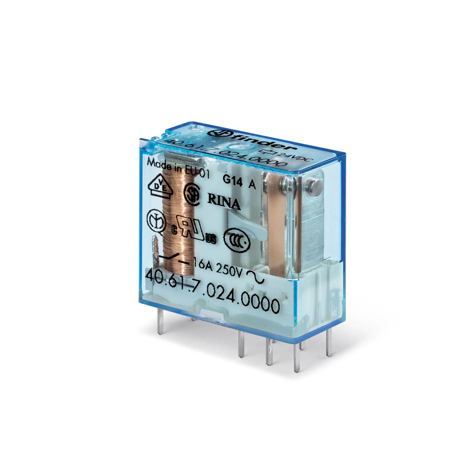 Modulo relè di potenza Finder, SPDT, bobina 240V ca, Montaggio su circuito stampato