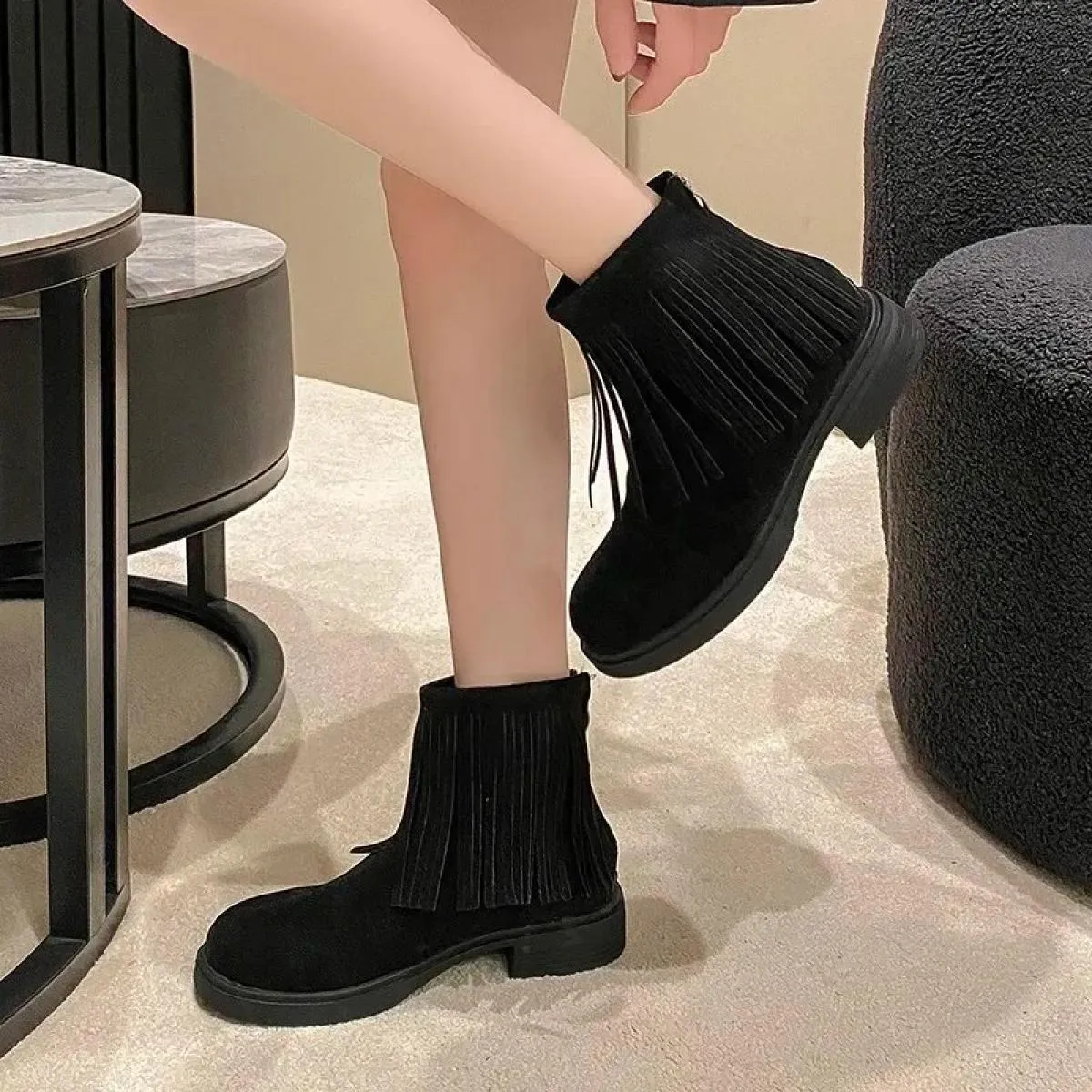 Nuovi 2024 stivali da donna ai polpacci scarpe stile autunno inverno stivali con cerniera tacco quadrato stivali da donna di gra