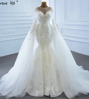 Serene Hill White Mermaid High End Abiti da sposa 2023 Maniche lunghe Perline Abito da sposa Design Hm67179wedding D