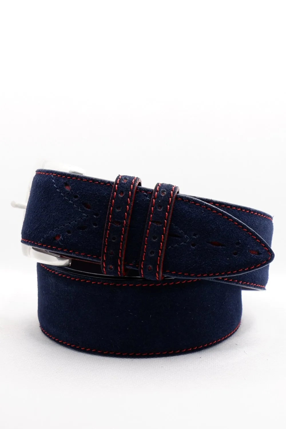 Sinarta Suede Belt Navy/Red