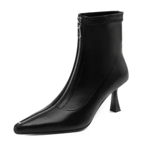 Stivaletti da donna in vera pelle con cerniera ufficio da donna tacchi alti sottili scarpe da sposa per feste donna autunno inve