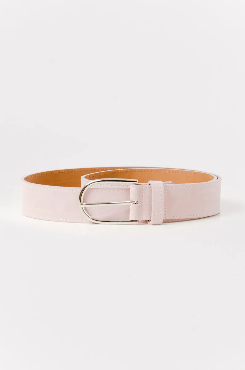 Suede Belt with Nickel Buckle