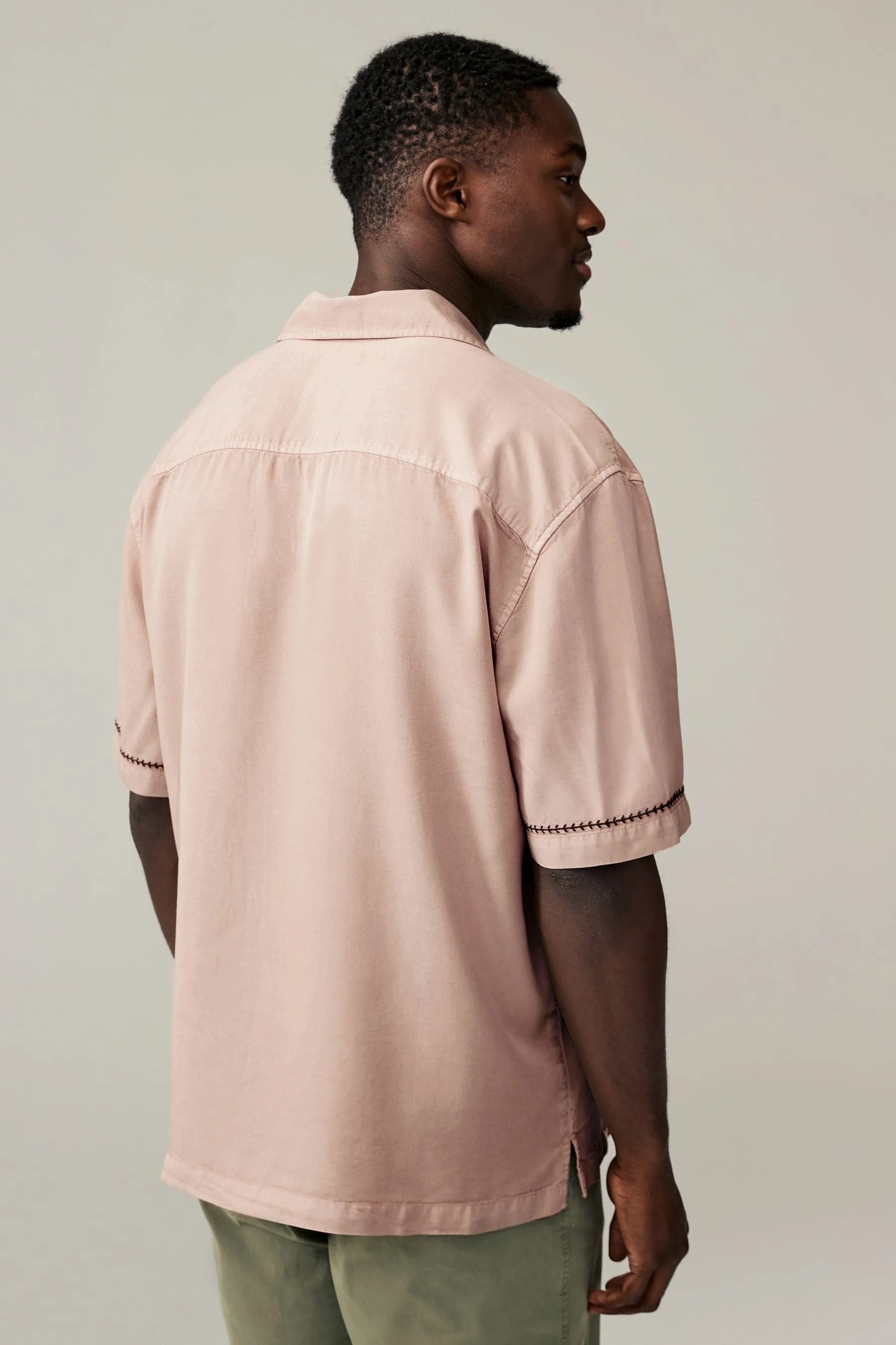 TENCEL™ Camicia Maniche corte ricamata    