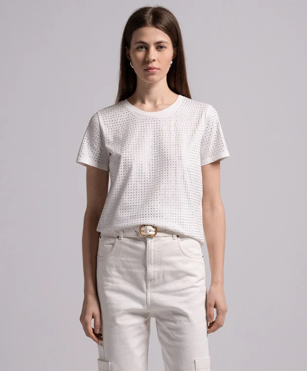 Twinset T-shirt bianca con cristalli 241LB23GG
